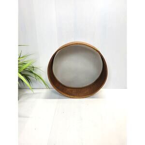 Vintage Round Bent Wood Sieve, Fine Screen, Farmhouse Decor 8-1/8"